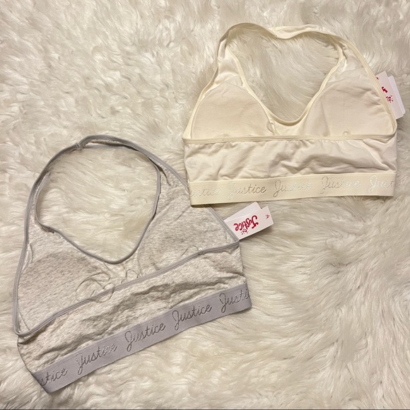 Pair of Justice Bralettes oh so soft behind the neck strap Size 36 New with tags - Picture 4 of 9